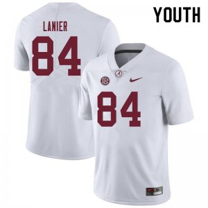 NCAA Youth Alabama Crimson Tide #84 Joshua Lanier Stitched College 2019 Nike Authentic White Football Jersey WT17T11FL